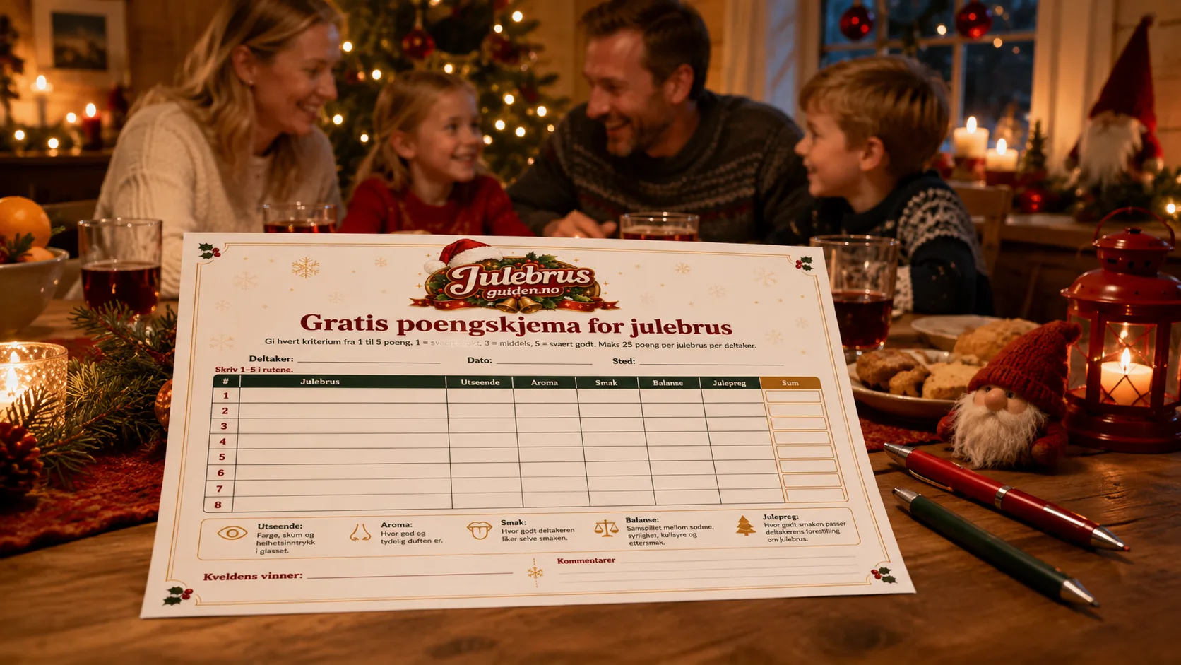 Arranger julebrustest hjemme: Gratis poengskjema og komplett oppskrift